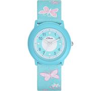 Quarzuhr S.OLIVER, blau (türkisfarben), Armbanduhren, Kinder, Quarzuhr, Armbanduhr, Kinderuhr, Mädchen, Schmetterlinge, Blumen, Geschenkidee (94412568-0) türkisfarben