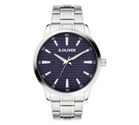 Quarzuhr S.OLIVER "Core Round", silberfarben, blau, Armbanduhren, Herren, Quarzuhr, Armbanduhr, Herrenuhr, Edelstahlarmband, analog (87477329-0) silberfarben, blau