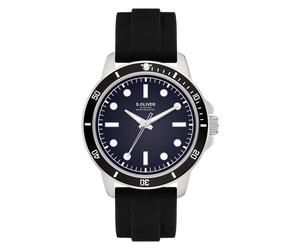 Quarzuhr S.OLIVER "Elegant Silicone", schwarz (schwarz, blau), Armbanduhren, Herren, Quarzuhr, Armbanduhr, Herrenuhr, Silikonarmband, analog (68257920-0) schwarz, blau