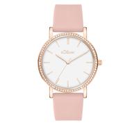 Quarzuhr S.OLIVER "Modern Shine", rosa, Armbanduhren, Damen, Quarzuhr, Armbanduhr, Damenuhr, Silikonarmband, analog, Zirkonia (synth.) (67758414-0) rosa