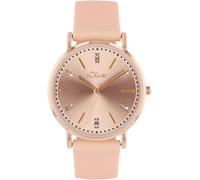 Quarzuhr S.OLIVER, orange (apricot), Armbanduhren, Damen, Quarzuhr, Armbanduhr, Damenuhr, Kristallsteine, Silikonarmband, analog (90109927-0) apricot