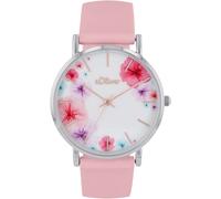 Quarzuhr S.OLIVER, rosa, Armbanduhren, Damen, Quarzuhr, Armbanduhr, Damenuhr, analog, Blumen, Silikonarmband (23058246-0) rosa