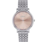 Quarzuhr S.OLIVER, silber (silberfarben, rosa), Armbanduhren, Damen, Quarzuhr, Armbanduhr, Damenuhr, Edelstahlarmband, analog, Zirkonia (synth.) (85768514-0) silberfarben, rosa