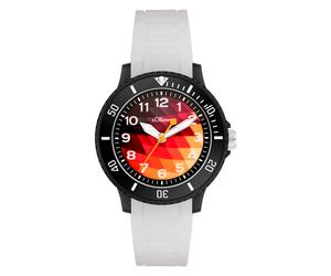 Quarzuhr S.OLIVER "The Action Time", rot (weiß), Armbanduhren, Kinder, Quarzuhr, Armbanduhr, Silikonarmband, Kinderuhr, Junge, analog (87255334-0) weiß
