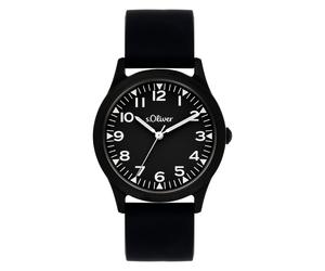 Quarzuhr S.OLIVER "The Black Rush", schwarz, Armbanduhren, Kinder, Quarzuhr, Armbanduhr, Silikonarmband, Kinderuhr, Junge, analog (66834364-0) schwarz
