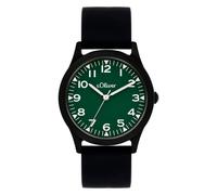 Quarzuhr S.OLIVER "The Black Rush", schwarz (schwarz, grün), Armbanduhren, Kinder, Quarzuhr, Armbanduhr, Silikonarmband, Kinderuhr, Junge, analog (68599804-0) schwarz, grün
