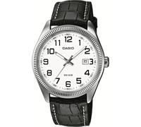 Quarzuhr, schwarz (schwarz, silberfarben), CASIO TIMELESS COLLECTION, Armbanduhren, Damen, Quarzuhr, Armbanduhr, Herrenuhr, Damenuhr, analog, Datum, Lederarmband (71958057-0) schwarz, silberfarben
