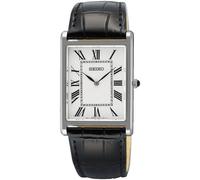 Quarzuhr SEIKO, schwarz, weiß, Armbanduhren, Herren, Quarzuhr, Armbanduhr, Herrenuhr, Lederarmband, analog, Saphirglas (63628710-0) schwarz, weiß