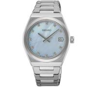 Quarzuhr SEIKO, silber (silberfarben), Armbanduhren, Damen, Quarzuhr, Armbanduhr, Damenuhr, Edelstahlarmband, Perlmutt, Tag, Diamant (97046234-0)