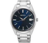 Quarzuhr SEIKO, silber (silberfarben, dunkelblau), Armbanduhren, Damen, Quarzuhr, Armbanduhr, Herrenuhr, Damenuhr, Datum, Saphirglas, Edelstahlarmband (53070017-0) silberfarben, dunkelblau