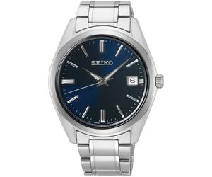 Quarzuhr SEIKO, silber (silberfarben, dunkelblau), Armbanduhren, Damen, Quarzuhr, Armbanduhr, Herrenuhr, Damenuhr, Datum, Saphirglas, Edelstahlarmband (53070017-0) silberfarben, dunkelblau