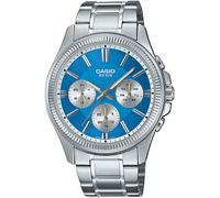 Quarzuhr, silber (edelstahlfarben, hellblau), CASIO TIMELESS COLLECTION, Armbanduhren, Herren, Armbanduhr, Herrenuhr, Edelstahlarmband, analog, Tag, Wochentag (66259024-0) edelstahlfarben, hellblau