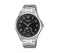 Quarzuhr, silber (silberfarben), CASIO TIMELESS COLLECTION, Armbanduhren, Herren, Quarzuhr, Armbanduhr, Herrenuhr, Edelstahlarmband, analog, Mondphase (53045817-0) silberfarben