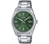 Quarzuhr, silber (silberfarben, dunkelgrün), CASIO TIMELESS COLLECTION, Armbanduhren, Damen, Quarzuhr, Armbanduhr, Herrenuhr, Damenuhr, Datum, Neo-Display, Edelstahlarmband (38467212-0) silberfarben,