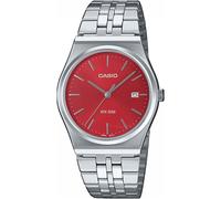 Quarzuhr, silber (silberfarben, rot), CASIO TIMELESS COLLECTION, Armbanduhren, Damen, Quarzuhr, Armbanduhr, Herrenuhr, Damenuhr, Jugendliche, Datum, Edelstahlarmband (27717159-0) silberfarben, rot