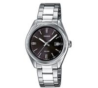 Quarzuhr, silber (silberfarben, schwarz), CASIO TIMELESS COLLECTION, Armbanduhren, Damen, Quarzuhr, Armbanduhr, Damenuhr, analog, Datum, Edelstahlarmband (87678241-0) silberfarben, schwarz