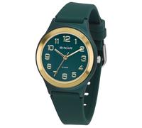 Quarzuhr SINAR, grün (dunkelgrün, goldfarben), Armbanduhren, Damen, Quarzuhr, Armbanduhr, Damenuhr,Jugendliche, Silikonarmband, bis 10 bar wasserd. (30989615-0) dunkelgrün, goldfarben