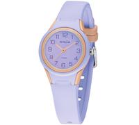 SINAR Mädchen Armbanduhr Sportuhr Fitness Analog Quarz 10 Bar wasserdicht Silikonband Flieder Apricot XB-47-17