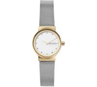 Quarzuhr SKAGEN "FREJA LILLE", silber (silberfarben, goldfarben, weiß), Armbanduhren, Damen, Quarzuhr, Armbanduhr, Damenuhr, Edelstahlarmband, Mineralglas, analog (25661526-0) silberfarben, goldfarben