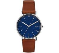 Quarzuhr SKAGEN "SIGNATUR", braun (braun, blau), Armbanduhren, Damen, Quarzuhr, Armbanduhr, Herrenuhr, Damenuhr, Leuchtzeiger, Lederarmband (81197660-0) braun, blau