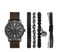 Quarzuhr SKECHERS "Beachy Stackable", dunkelbraun, schwarz, Armbanduhren, Herren, Quarzuhr, Armbanduhr, Herrenuhr, Ideal auch als Geschenk, analog (62345952-0) dunkelbraun, schwarz