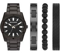Quarzuhr SKECHERS "KNURLING BRACELET SET", grau (anthrazit), Armbanduhren, Herren, Quarzuhr, Armbanduhr, Herrenuhr, analog, Leuchtindizes, Geschenkidee (97075535-0) anthrazit
