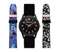 Quarzuhr SKECHERS "Printed Interchangeable Straps", schwarz, dunkelblau, Armbanduhren, Damen, Quarzuhr, Armbanduhr, Damenuhr, Silikonarmband, Ideal auch als Geschenk, analog (56013400-0) schwarz, dunk