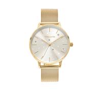 Tamaris Damenuhr - Schlichte, runde Armbanduhr für Damen 36 mm - Armbanduhr mit Edelstahl Meshband in Silber, Gold, Roségold, Schwarz, Blau, Grün, Lila UVM, wasserfest