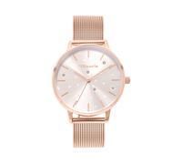 Quarzuhr TAMARIS, rosa (roségoldfarben), Armbanduhren, Damen, Quarzuhr, Armbanduhr, Damenuhr, Edelstahlarmband, analog, Zirkonia (synth.) (72066148-0) roségoldfarben