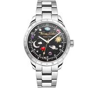 Quarzuhr THOMAS SABO "COSMIC AMULET", silber (silberfarben), Armbanduhren, Damen, Armbanduhr, Damenuhr, Zirkonia, Herz, Mond, Sterne, Edelstahlarmband (60221857-0) silberfarben
