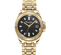 Quarzuhr THOMAS SABO "DIVINE", gold (goldfarben, schwarz), Armbanduhren, Damen, Quarzuhr, Armbanduhr, Damenuhr, Edelstahlarmband, analog, Tag, Zirkonia (synth.) (70001656-0)