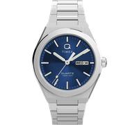 Quarzuhr TIMEX "CONTINENTAL", silberfarben, blau, Armbanduhren, Herren, Quarzuhr, Armbanduhr, Herrenuhr, Edelstahlarmband, Datum, Leuchtzeiger (15609860-0) silberfarben, blau
