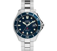 Quarzuhr TIMEX "DEEP WATER MERIDIAN", blau (edelstahlfarben, blau), Armbanduhren, Herren, Quarzuhr, Armbanduhr, Herrenuhr, Edelstahlarmband, Datum, Leuchtzeiger (70118720-0)