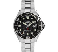 Quarzuhr TIMEX "DEEP WATER MERIDIAN", edelstahlfarben, Armbanduhren, Herren, Quarzuhr, Armbanduhr, Herrenuhr, Edelstahlarmband, Datum, Leuchtzeiger (39182225-0) edelstahlfarben