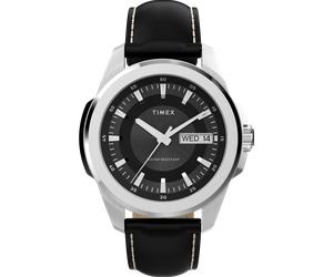 Quarzuhr TIMEX "ESSEX", schwarz, Armbanduhren, Herren, Quarzuhr, Armbanduhr, Herrenuhr, Lederarmband, Datum, Leuchtzeiger (50465529-0) schwarz