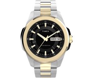 Quarzuhr TIMEX "ESSEX", silberfarben, goldfarben, Armbanduhren, Damen, Quarzuhr, Armbanduhr, Damenuhr, Edelstahlarmband, Datum, Leuchtzeiger (70317207-0) silberfarben, goldfarben