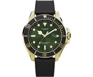 Quarzuhr TIMEX "HARBORSIDE COAST", schwarz (schwarz, grün), Armbanduhren, Herren, Quarzuhr, Armbanduhr, Herrenuhr,Kunststoffarmband,Datum, bis 10 bar wasserdicht (43594564-0) schwarz, grün
