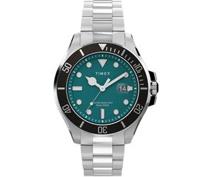 Quarzuhr TIMEX "HARBORSIDE COAST", silber (silberfarben), Armbanduhren, Herren, Quarzuhr, Armbanduhr, Herrenuhr, Datum, Leuchtzeiger, Mineralglas, analog (40138947-0) silberfarben