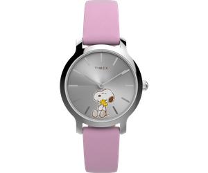 Quarzuhr TIMEX "TIMEX x PEANUTS TIMEX TRANSCEND", rosa, Armbanduhren, Damen, Quarzuhr, Armbanduhr, Damenuhr, Lederarmband, analog (66387959-0)