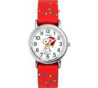 Quarzuhr TIMEX "TIMEX x PEANUTS TIMEX WEEKENDER", rot, Armbanduhren, Damen, Quarzuhr, Armbanduhr, Damenuhr, Textilarmband, analog (71009627-0)