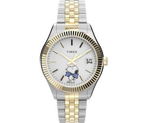 Quarzuhr TIMEX "TMEX x PEANUTS TIMEX LEGACY", silber (silberfarben, goldfarben), Armbanduhren, Damen, Quarzuhr, Armbanduhr, Damenuhr, Edelstahlarmband, Datum, Leuchtzeiger (20873515-0) silberfarben, g