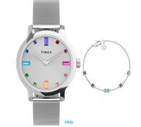 Quarzuhr TIMEX "TRANSCEND", silberfarben, Armbanduhren, Damen, Quarzuhr, Armbanduhr, Damenuhr, Edelstahlarmband, Geschenkidee, analog (86976157-0) silberfarben
