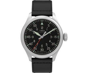 Quarzuhr TIMEX "Waterbury Ace", schwarz, Armbanduhren, Herren, Quarzuhr, Armbanduhr, Herrenuhr, Lederarmband, analog, Tag, Beleuchtung (92087964-0) schwarz