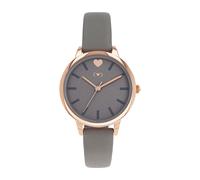 Tom Tailor Mädchen Armbanduhr 2100732 Roségold IP Kunstlederband grau