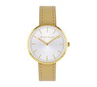 Tom Tailor Armbanduhr mit Kunstlederband für Damen, Gold, wasserdichte 5 bar, Geschenkidee, kommt in Uhren Geschenkbox, 2100521