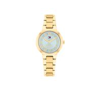 Quarzuhr TOMMY HILFIGER "Becca", goldfarben, hellblau, Armbanduhren, Damen, Quarzuhr, Armbanduhr, Damenuhr, Edelstahlarmband, analog (18212359-0) goldfarben, hellblau