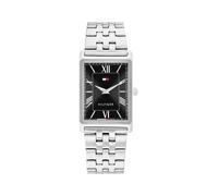 Quarzuhr TOMMY HILFIGER "Ben", silberfarben, schwarz, Armbanduhren, Herren, Quarzuhr, Armbanduhr, Herrenuhr, Edelstahlarmband, analog (50971732-0) silberfarben, schwarz