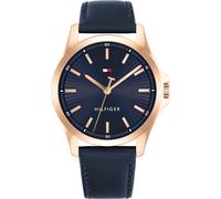 Quarzuhr TOMMY HILFIGER "BRUCE", dunkelblau, Armbanduhren, Herren, Quarzuhr, Armbanduhr, Herrenuhr, Lederarmband, analog (25631714-0) dunkelblau