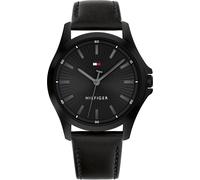 Quarzuhr TOMMY HILFIGER "BRUCE", schwarz (schwarz, schwarz), Armbanduhren, Damen, Quarzuhr, Armbanduhr, Herrenuhr, Lederarmband, analog (44690634-0) schwarz, schwarz