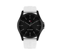 Quarzuhr TOMMY HILFIGER "BRUCE", schwarz (weiß, schwarz), Armbanduhren, Herren, Quarzuhr, Armbanduhr, Herrenuhr, Silikonarmband, analog (39756724-0) weiß, schwarz